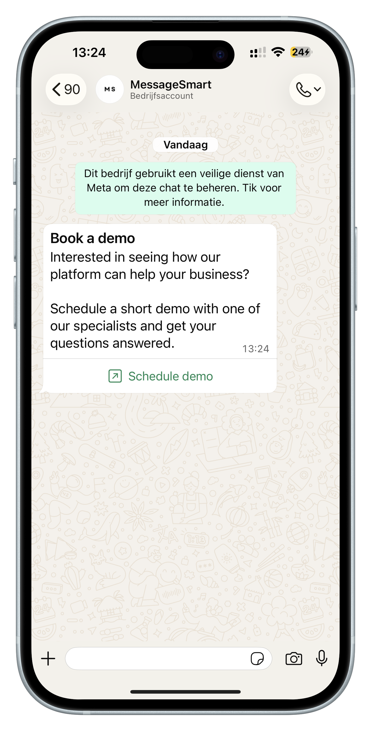 WhatsApp text message example